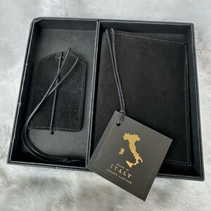 Black Suede Men/Women’s Passport Holder & Luggage Tag